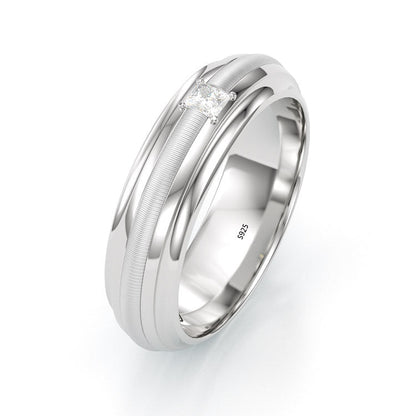 Jzora Handmade Sterling Silver MEN'S Wedding Ring Men's Band