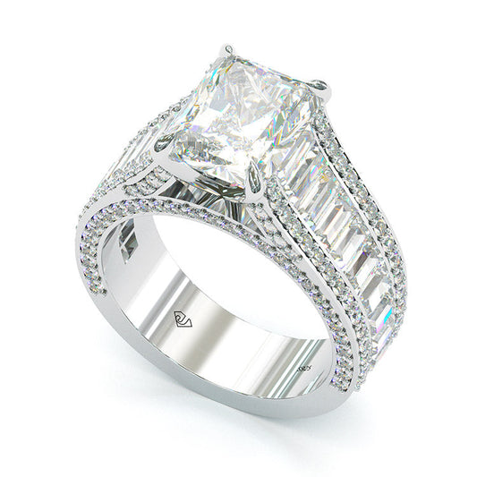 Jzora handmade emerald cut created diamond sterling silver engagement ring