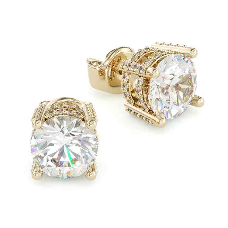Jzora gold 2ct round cut classic sterling silver earrings