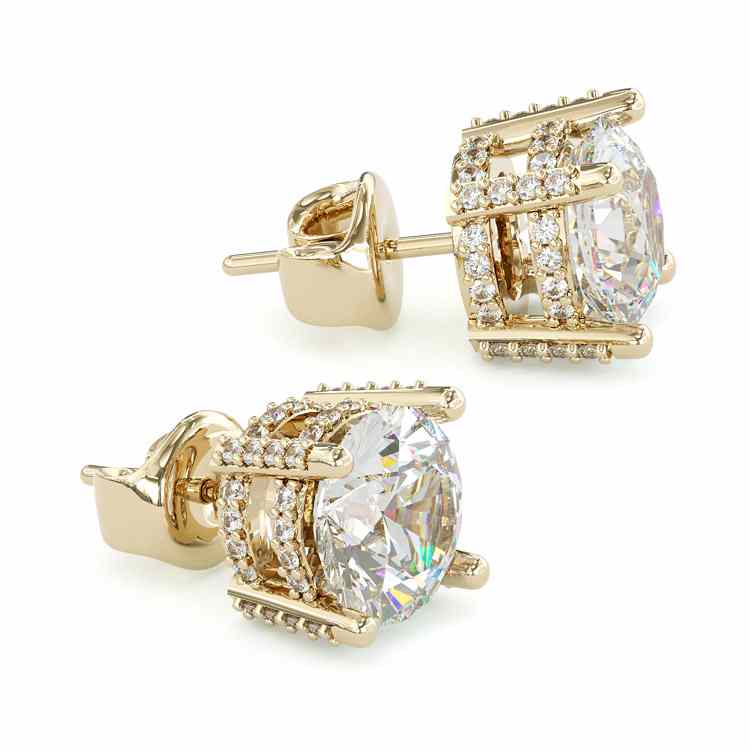 Jzora gold 2ct round cut classic sterling silver earrings