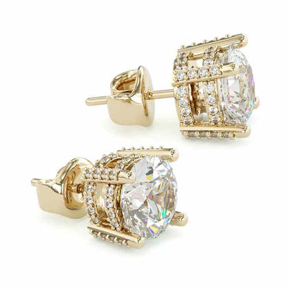 Jzora gold 2ct round cut classic Moissanite sterling silver earrings