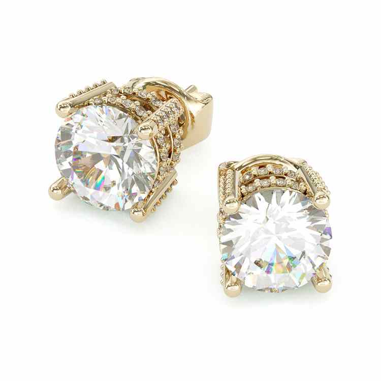 Jzora gold 2ct round cut classic sterling silver earrings