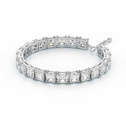 Jzora handmade Asscher Cut Diamond Vintage Tennis Sterling Silver Bracelet