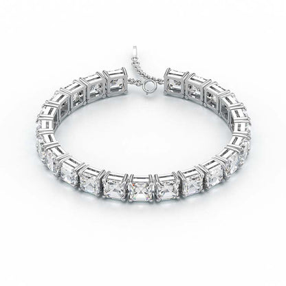 Jzora handmade Asscher Cut Diamond Vintage Tennis Sterling Silver Bracelet