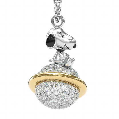 Jzora Handmade Smiling Puppy Diamond Sterling Silver Necklace